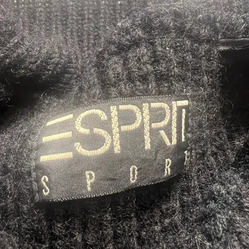 Esprit 80 Vintage 100% Wool chunky knit Oversized Sweater Collared Black/Teal