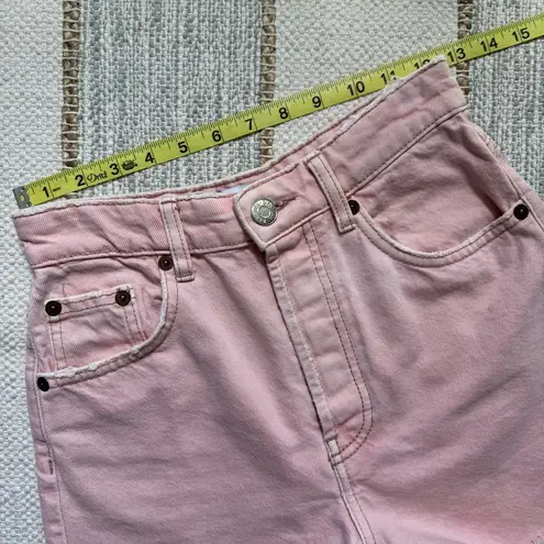 ZARA  Light Pink High Rise Side Slit Button Fly Cut-Off Denim Shorts Women’s 2