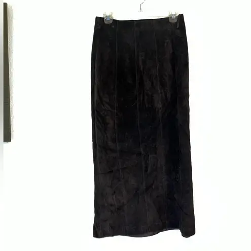 Vintage Leather Lined Long Skirt with Slit Brown Size 4