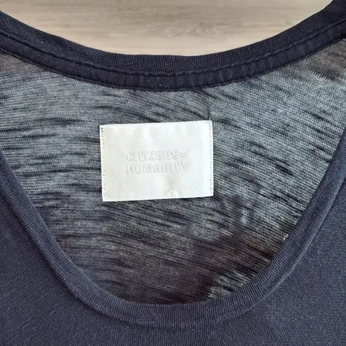 Citizens of Humanity  Inessa Slub Jersey Knit Short Sleeve Black Tee, Size XS