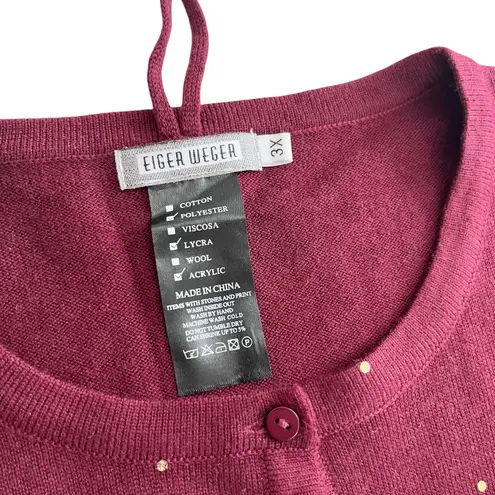 Eiger Weger Burgundy Gold Polka Dot Cardigan