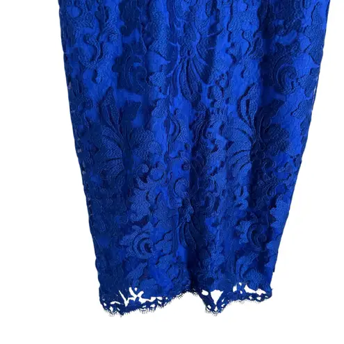 Tadashi Shoji Royal Blue Lace Sleeveless Sheath Cocktail Dress Size 8 Petite