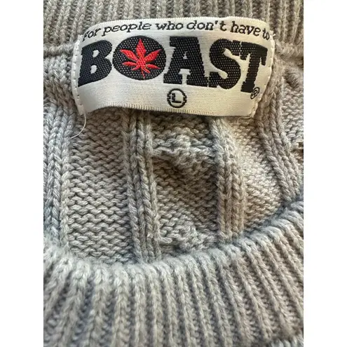 Vintage Gray Cotton Classic Coastal Fisherman Cable Knit Sweater Large