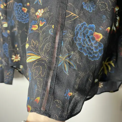 ALC Frank A.L.C. Noemi Silk Floral Top With Lace Inset Panel Sz 4