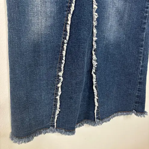 R4R Jeans Y2K Blue Denim Jean Raw Hem Maxi Skirt Size 7 Juniors - Image 3