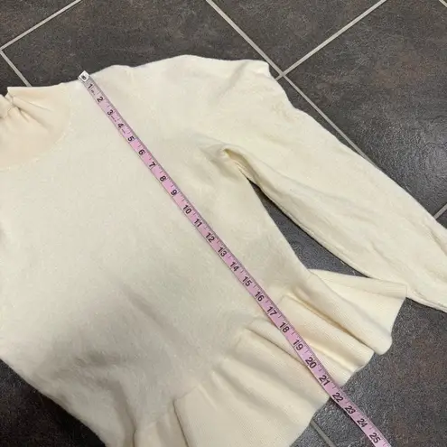 Ulla Johnson Sweater Wool Rosa Turtleneck Structured Peplum White Ivory Small