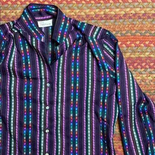 60s VINTAGE LEVI STRAUSS PURPLE STRIPE BUTTON UP BLOUSE