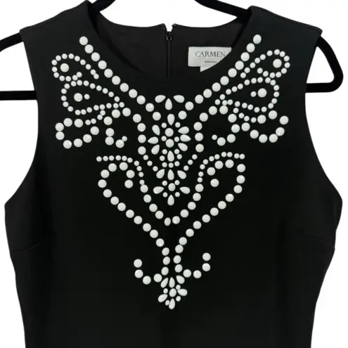 Carmen Marc Valvo NWT Beaded Neck Ponte Sheath Dress Black M