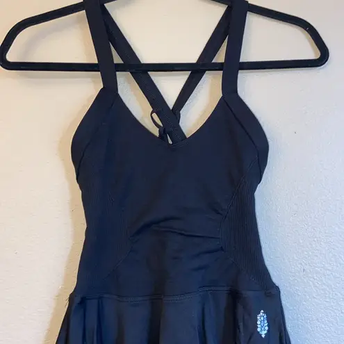 Free People NEW!  MOVEMENT Good Karma Mini Dress Size XS/S BLACK Tennis Athletic