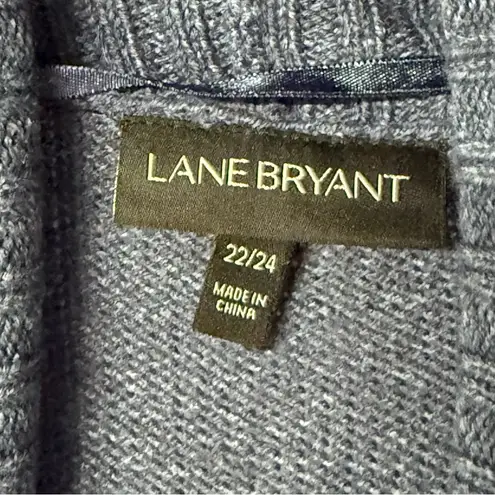 Lane Bryant  Cardigan Women Plus 22 Blue Gold Pearl Button Open Front Ribbed Long - Image 2