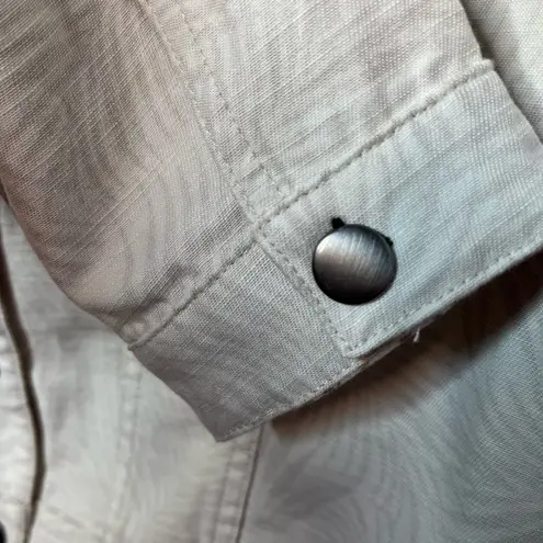 Colleen Lopez Reversible Beige Tan Denim Palm leaf Jacket with Snaps Size XS New