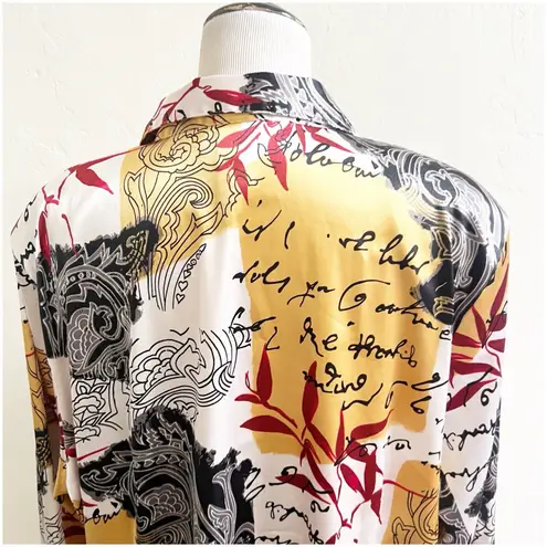 Maggie Barnes Women’s Vintage Satin Button Down Blouse Size 2X 22/24 Artsy