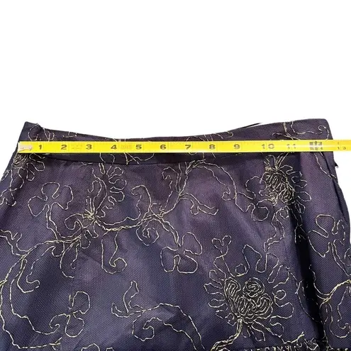 St Gillian Sportswear Vintage Drop Waist Maxi Skirt 6 Navy & Gold Sheer Fabric Blue