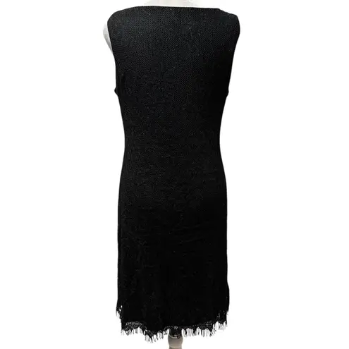 Jessica Howard Black Lace with Fringe Bottom Sleeveless Knee Length Dress Size 8