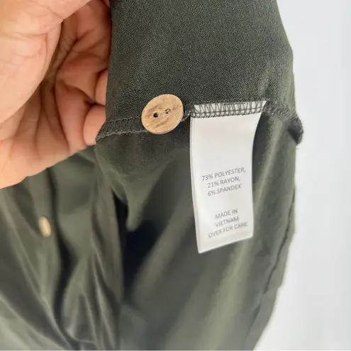 Fortune + Ivy Green Stretch Jersey Knit Button Tie Front 3/4 Sleeve Top Size XXL