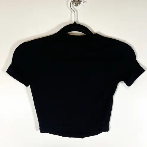 SKIMS Cropped Rib Modal Tee Black Slim Fit Crewneck Lightweight Stretch Sz XS