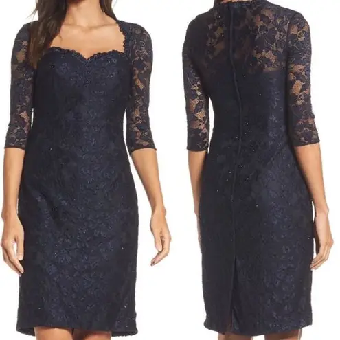 La Femme  Navy Lace Cocktail Dress size 8 NWOT