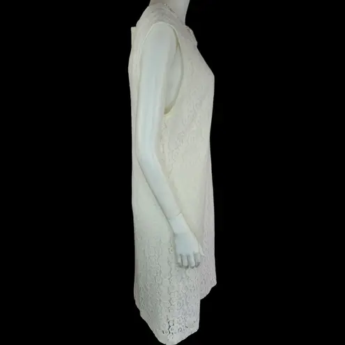 Studio One Womens 18 Ivory Lace Overlay Midi Dress Pearl Neckline Sleeveless