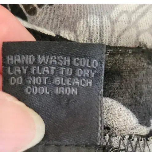 Black White Floral Kimono Fringe Whimsigoth Boho Festival Swim Cover One Size Black Size undefined