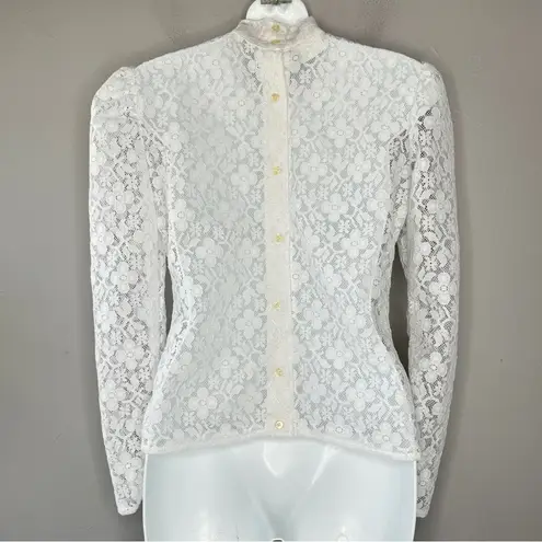AVON FASHIONS Vintage Top Womens Size 3/4 Romantic Lace Regency Cottagecore White