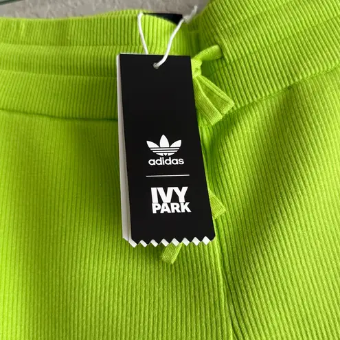 Ivy Park NEW Adidas Lime Knit Joggers Neon Green Ribbed Track Pants Sz Medium