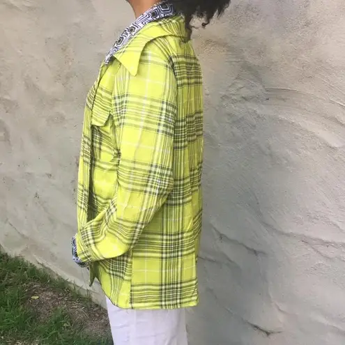 Yellow Plaid Two Piece Jacket With Geometric Lining Size undefined