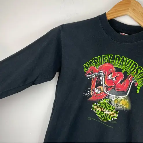 Y2K Harley Davidson Looney Tunes Retro Graphic Long Sleeve Shirt Sz XS/S Black