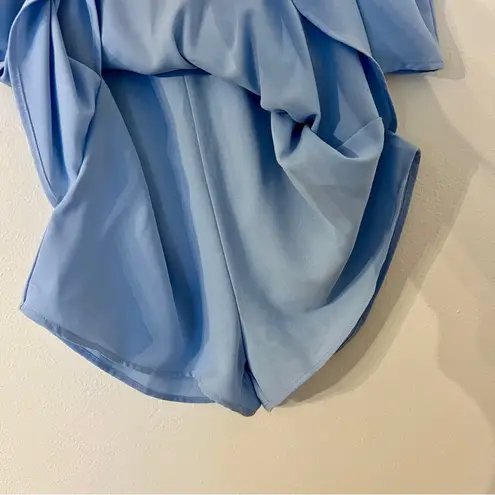 Dokotoo Womens Summer Jumpsuits 2025 Casual Ruffle Chiffon Sleeveless Romper S Blue