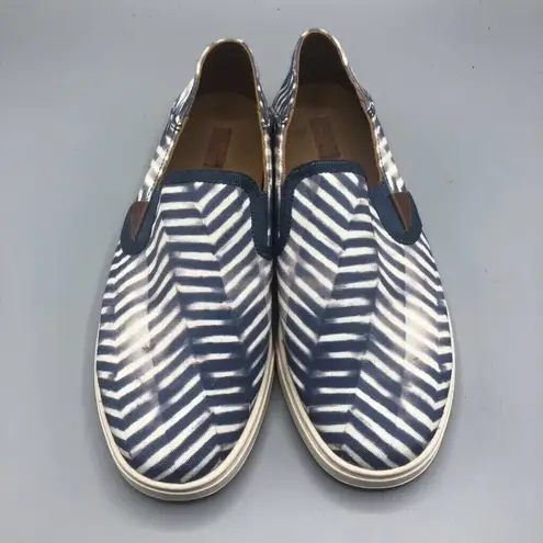 Olukai  Shoes Womens 7 Pehuea Pai Slip On Sneakers Blue White Canvas Stripe Low