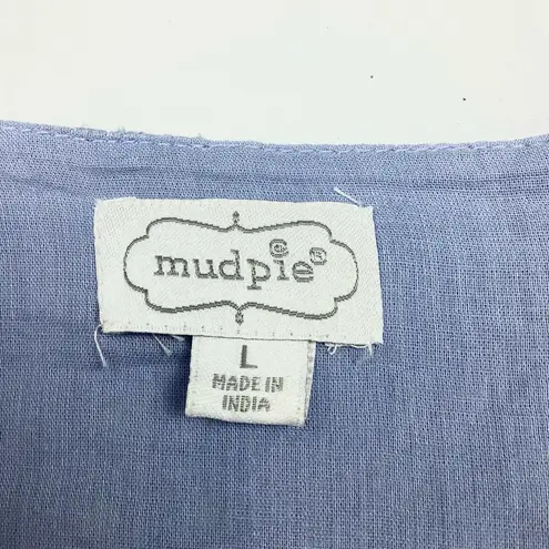 Mud Pie Raylee Blue Cotton Eyelet Babydoll Mini Dress