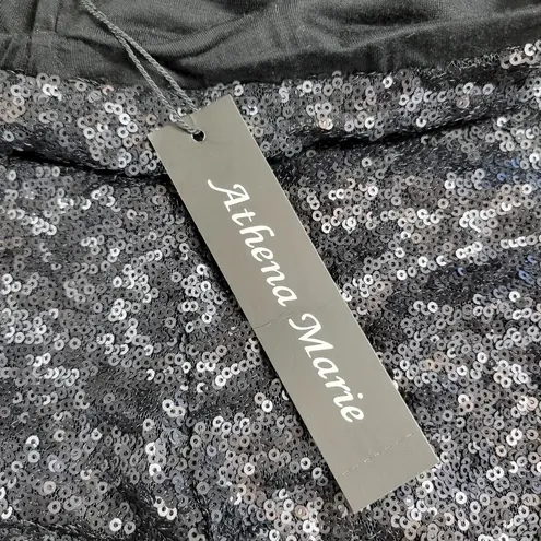 Athena Marie Womens Sequin Pants XL Black Flare Wide Leg Holiday Party Cocktail