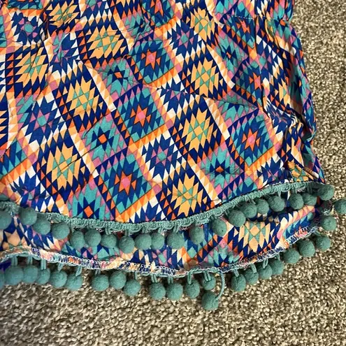 Boutique Blue Tribal Print Pom