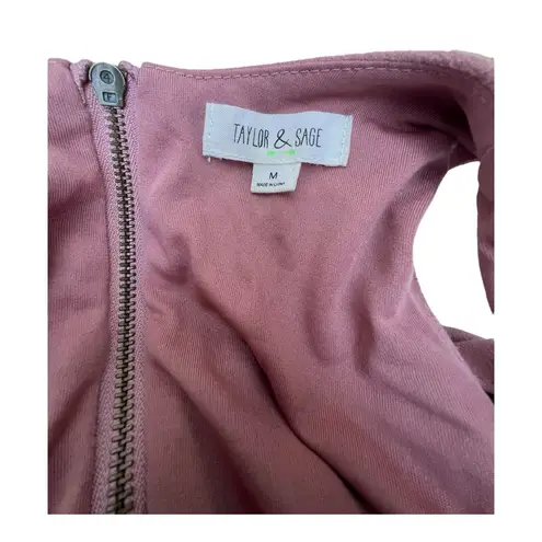 Taylor & Sage Blush Pink Embroidered Suede Dress Size Medium Midi Boho Dress