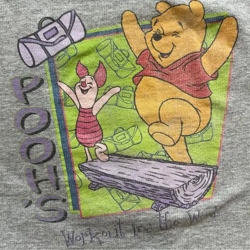 Disney Vintage 90s  Winnie The Pooh Gray Graphic Pooh Crop Top