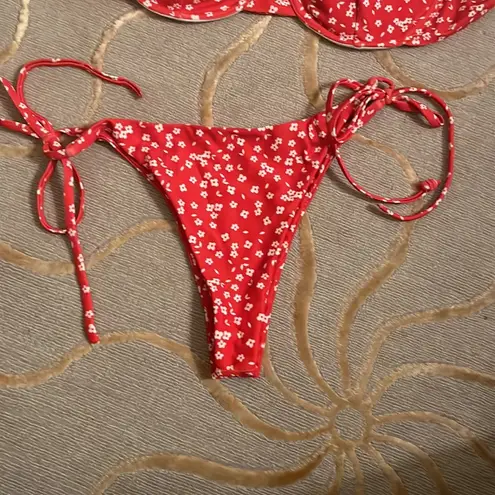 Red White Floral Bikini XS Underwire Bra