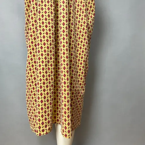 Handmade Muumuu Dress Diamond Ruffle Neckline Short Sleeve Yellow Red Women Mumu Size 2X