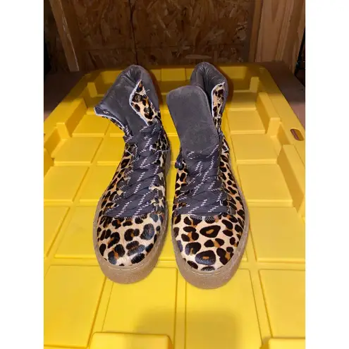 Shoe The Bear Agda Women's 38 Chestnut Leopard Pony Suede Ankle Hiking Boot Size 7