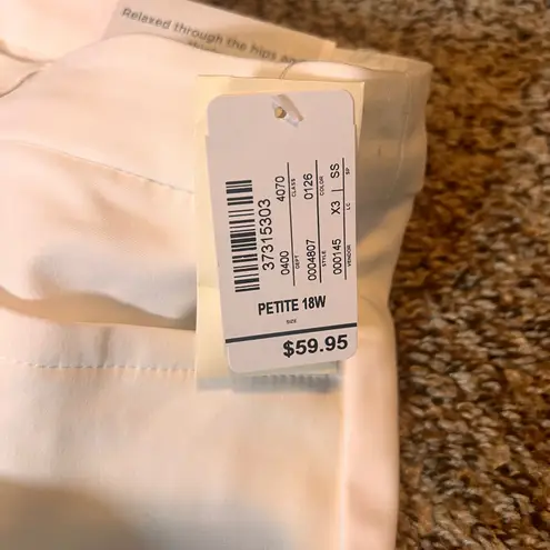 cj banks Women's 18W Petite White Relaxed Fit High Rise Trousers Pants