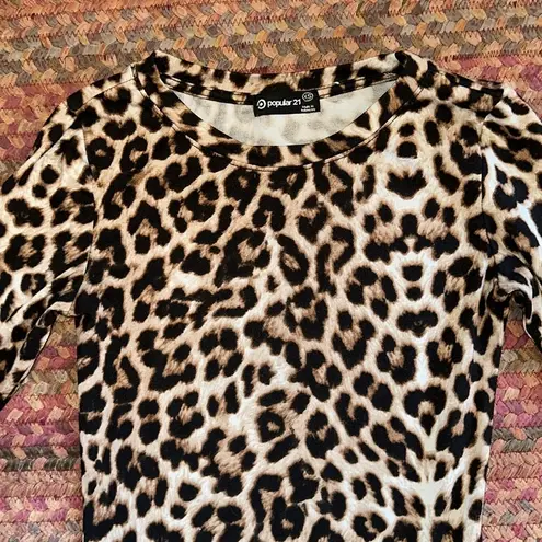 Popular 21 CHEETAH ANIMAL PRINT LONG SLEEVE THONG BODYSUIT