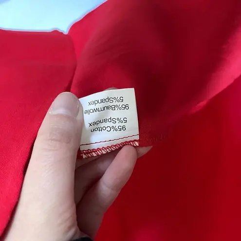 Grace Karin bright red dress knee length circle skirt cotton size XS vintage