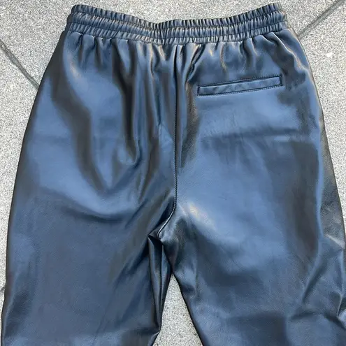 Avec Les Filles EUC Faux Leather Jogger Pants Black Size XS