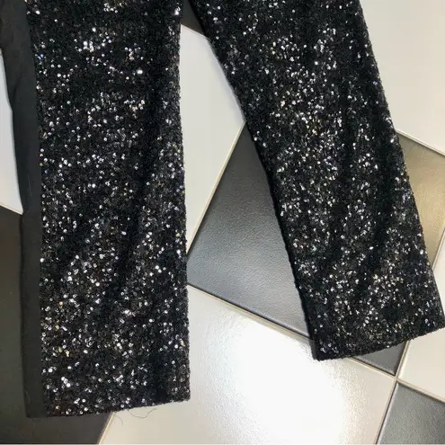 Bailey44 NWT Bailey 44 Coco Sequin Trousers Pants Sparkly Black Satin Ankle Crop Medium