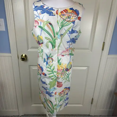 Charlotte Kellogg Sleeveless Shift Dress Tropical Fish Coral Reef