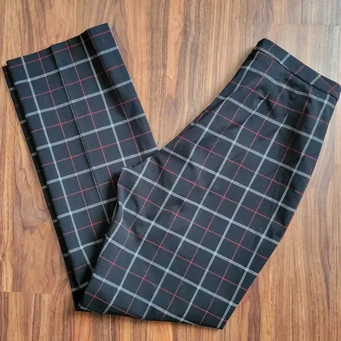 Apostrophe red black windowpane straight leg trousers size 8