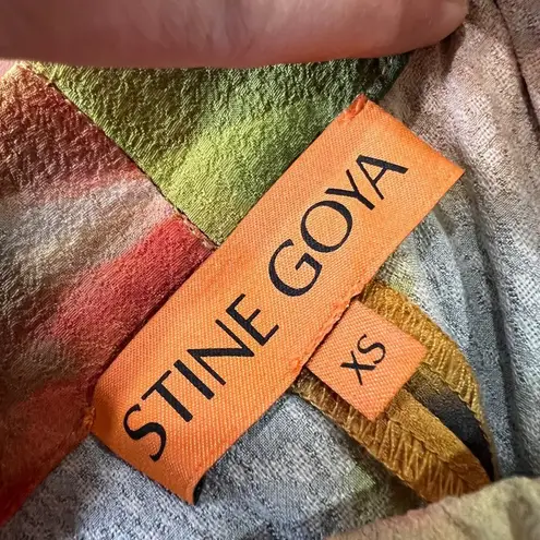 Stine Goya Abstract Impressionism Floral Pull On Pants Orange Green Size XS NWOT