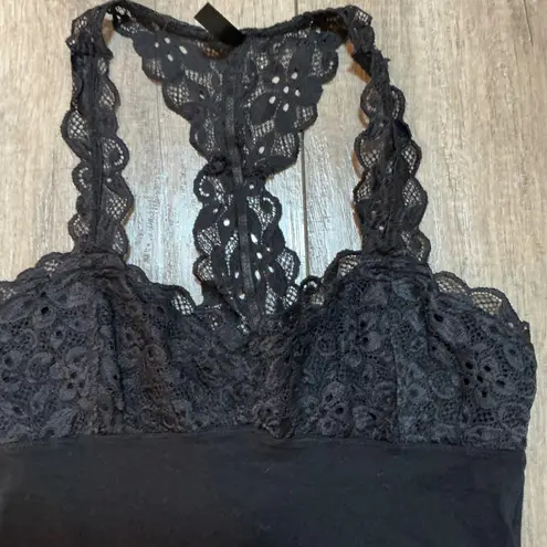 Electric Pink Black Lace Racerback Tank Top Sleeveless Casual Women's Large