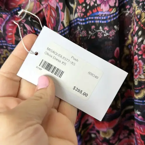 MISA Los Angeles MISA Womens Olivia Dress XS NEW Paisley Sheer Long Sleeve Event Ruffle Floral - Image 4