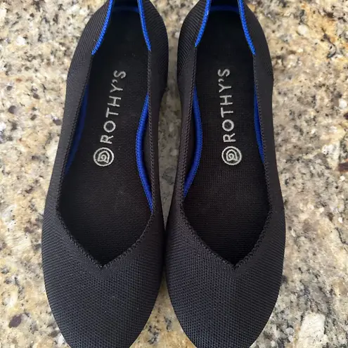 Rothy's  Black Machine Washable The Flat Round Toe Slip On Women’s 9.5 EUC - Image 5