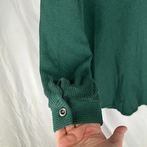 Dark Green Button Down Waffle Knit Long Sleeve Size undefined