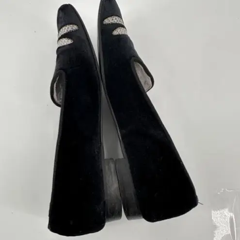 Papouelli Big Girls Embroidered Dragonfly Velvet Loafer Shoes Black Size 4 Black